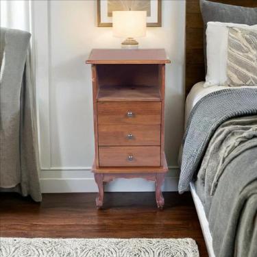 Imagem de Mesa de Cabeceira Madeira com 3 Gavetas e 1 Nicho Pés Luiz XV Meyer Mó