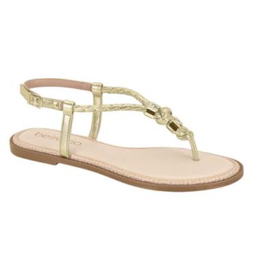 Imagem de Sandalia Feminina Rasteira Trançada Beira Rio 8472414, Dourado, 35