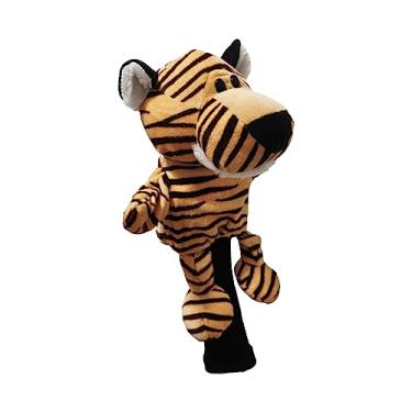 Imagem de YIJU Capa de pelúcia para taco de golfe à poeira dos desenhos animados manga protetora de madeira driver capa de cabeça animal de, Tigres
