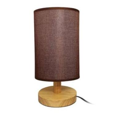 Imagem de Abajur Madeira Tecido Marrom 28X14Cm