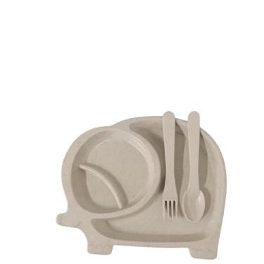 Imagem de Kit Prato De Refeição infantil Com colher e Garfo Plástico Resistente Desenvolvido Para Incentivar A Autonomia Da Criança Nas Refeições Premium