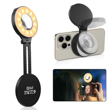Imagem de Luz de LED magnética para selfie, portátil, com suporte de anel pegajoso para telefones, ideal para selfies, fotografia, vídeos TikTok, reuniões de zoom e videoconferência (preto)