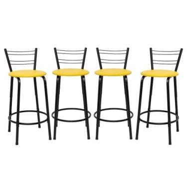 Imagem de Kit 4 Cadeiras 60cm Para Balcão Flórida Preta Bistrô Bar Cozinha Gourm