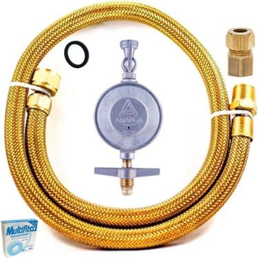 Imagem de Kit Instalação Gás Mangueira Cobre 1,20 Metro Botijão Glp