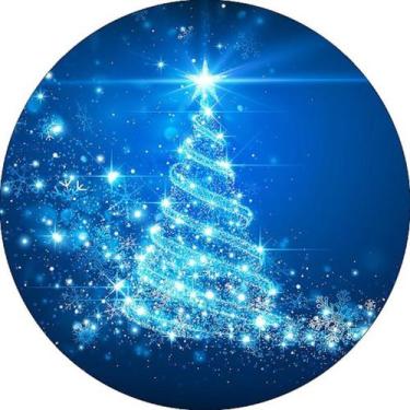 Imagem de Painel Redondo Natalino Capa Estampada De Árvore De Natal Decoração Pa