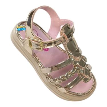 Imagem de Sandália Trançada Infantil Modinha Verniz Festa Confortável (Dourado, BR, Criança de 1 a 3 anos, Numérico, 22)