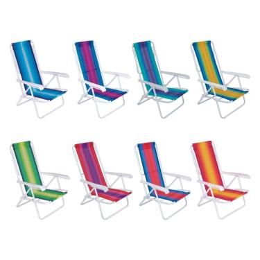 Imagem de Cadeira De Praia Piscina Reclinável 8 Posições Cores Mor