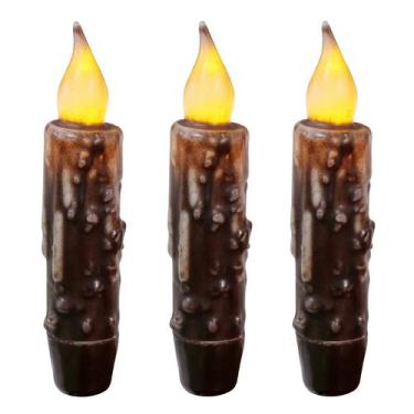 Imagem de Velas cônicas com temporizador de LED sem chama CVHOMEDECO Brown 12 cm