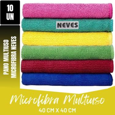 Imagem de Kit C/ 10 - Pano De Microfibra - 40 X 40cm - Neves - Pia - Multiuso - 