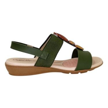 Imagem de Sandalia Modare Ortopédica Conforto Elastico Pedrarias 7127, 36, Oliva