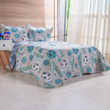 Imagem de Kit Colcha Casal Ultra Lisse Kids New Rolinho 210x230cm Football - BEN