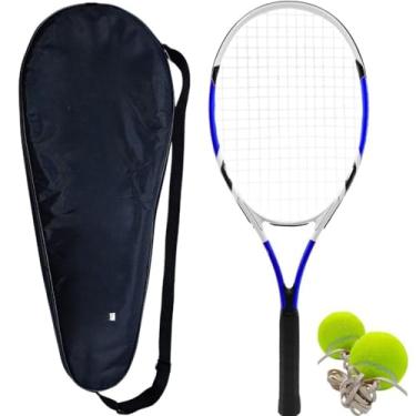 Imagem de Raquete de Tênis com Estojo e 2 Bolinhas Amarela ou Azul, Ideal para Iniciantes(Azul)