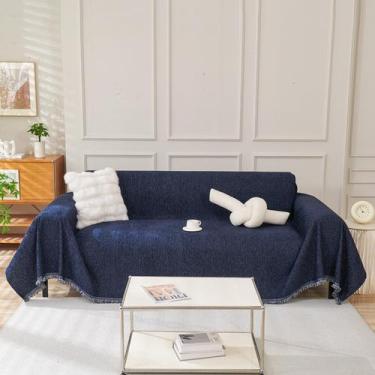 Imagem de Capa de sofá HANDONTIME Azul Marinho Chenille 180x300cm