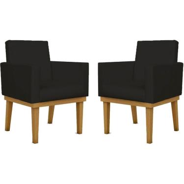 Imagem de Kit 02 Poltronas Decorativa Reforçada Oferta Courino Balaqui Cor:courino Preto
