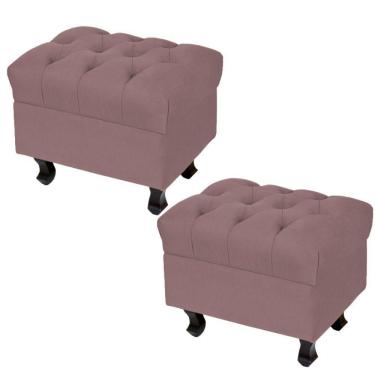 Imagem de Kit 02 Puffs Decorativos París Luis Xv Capitone Suede Rosê