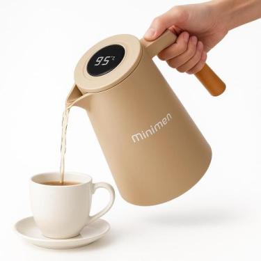 Imagem de Bule Térmico 1000ml com Termômetro Digital MN732 Bege Areia - Leon