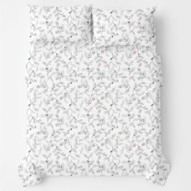 Imagem de Shreem Linen Jogo de cama Queen com 4 peças, microfibra escovada, para cama queen size, lençol com elástico, 2 fronhas (CocoLeaf)