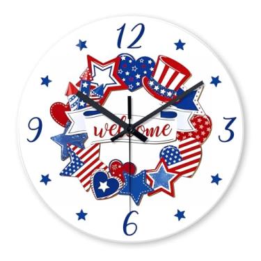 Imagem de Relógio de parede de vidro de 35,5 cm para mulheres, relógio de parede de sala de estar, operado por bateria, redondo, analógico, slient, relógio de parede sem tique-taque