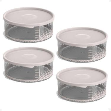 Imagem de 4 Pote Para Alimentos Transparente Redondo 370 Ml Com Tampa