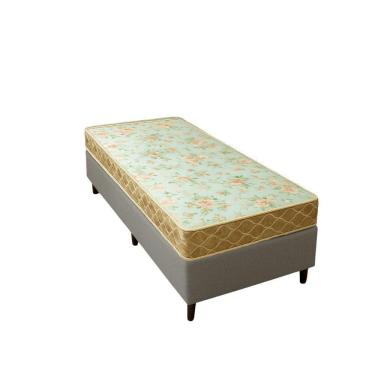 Imagem de Cama Box Solteiro Suede + Colchão Cali Espuma D23 Toraflex 88x188x54 Cinza