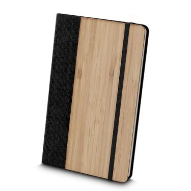 Imagem de Caderno de Anotações com Capa em Fibra de Bambu – Elástico Branco, 80 Folhas Pautadas Bege – Design Sustentável e Elegante 20,6x13cm (Preto)