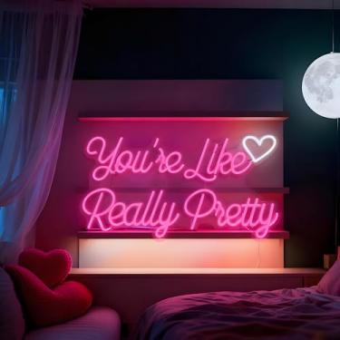 Imagem de Neonawall You’re Like Really Pretty Neon Sign for Wall Decor Light Up Letters Business Led Sign Birthday Party Gifts Led Decorative Night Signs Girls’ Room Decorations Party Signs for Bar Club