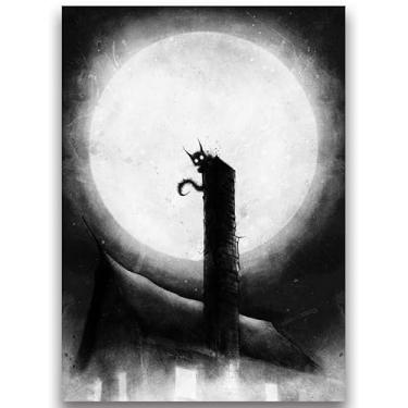 Imagem de Fantasy North - Gato na chaminé – Série de terror luar com tinta – 100 capas de cartas TCG foscas texturizadas – serve para Pokémon Magic MTG Commander e outros jogos de cartas – Mangas de baralho