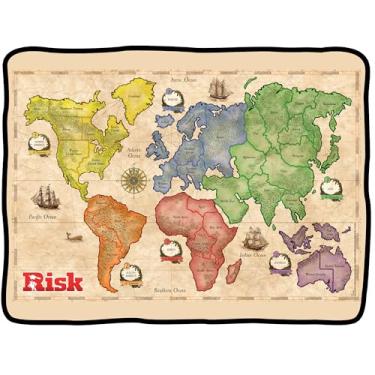 Imagem de Surreal Entertainment Cobertor de risco | Tabuleiro de jogo de risco | Cobertor de arremesso de risco | Manta de lã de tabuleiro de risco grande | Jogo de tabuleiro de risco gigante | 113 x 152 cm |