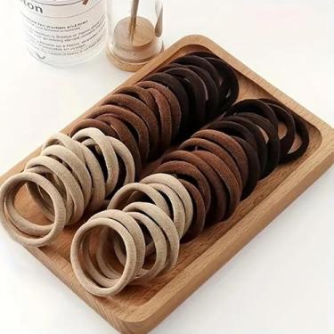 Imagem de 50 peças de anel de cabelo elástico alto estilo francês corda de cabelo grosso feminino presente de formatura