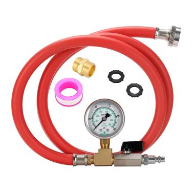 Imagem de Watflow Kit de inverno RV de 152 cm com medidor de pressão de 100psi, com válvula de desligamento de conexão rápida de 1/10.2 cm, adaptador de encaixe de sopro GHT de 1/10.2 cm, mangueira de borracha