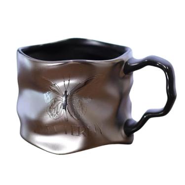 Imagem de Caneca de café de cerâmica borboleta grande fofa feita à mão grande xícara de chá feminina 590 ml xícara de chá feminina namorada presentes de dia das mães novidade irregular canecas grandes para chá