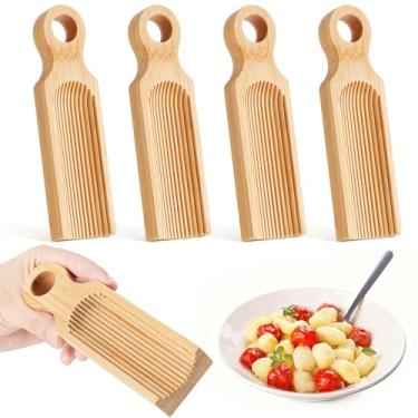 Imagem de Tioncy 4 peças tábua de nhoque curvada para macarrão Cavatelli com design curvo, ferramenta de fabricação de massa de madeira para cozinha caseira, ideias de presentes de festa de Natal