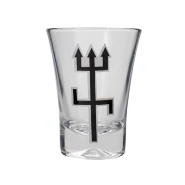 Imagem de Copo Dose Cachaça Exú Tridente Tradicional Vidro 45 ml