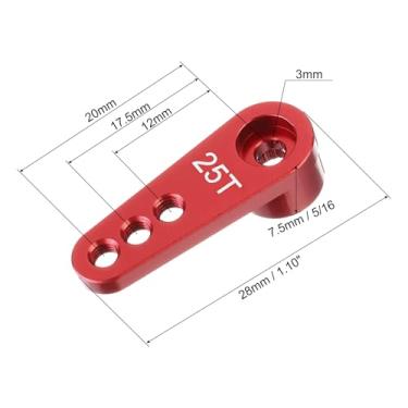 Imagem de Generic 5 peças de alumínio Servo Buzina 25T Servo Buzina Direção Braço Curto 28 mm Comprimento Vermelho Adequado para DIY RC Carro/Barco/Aviões Barco Modelos Acessórios
