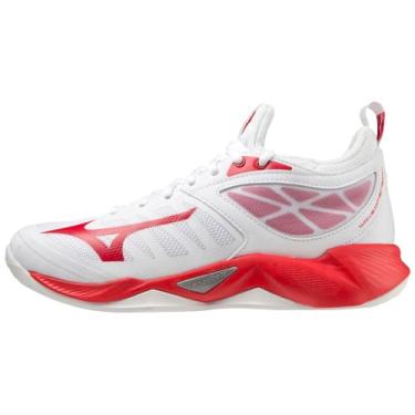 Imagem de Mizuno Tênis feminino de vôlei com dimensão ondulada, Branco e vermelho, 40