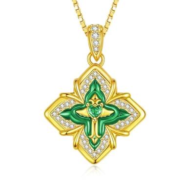 Imagem de HeartMelody Colares de trevo para mulheres, ouro, colar de cruz, presentes de aniversário de casamento, aniversário de casamento, para esposa, mãe, ouro rosa, ouro 18K, joias modernas femininas com