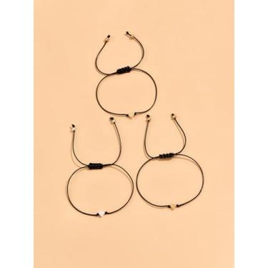 Imagem de Pulseiras de coração minimalistas para mulheres, conjunto de pulseiras de amizade com cordão ajustável, joias delicadas combinando, pulseiras de amor de ouro e prata, casal fofo