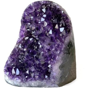 Imagem de Extreme Rocks & Fossils Aglomerado de ametista natural com bordas polidas [2 a 1,1 kg] - Pedra de cristal de cura geodo crua real do Uruguai - Decoração roxa profunda - Bolsa de veludo grátis de