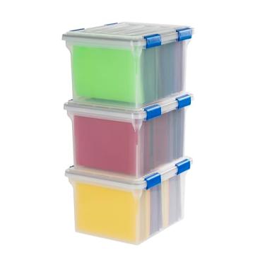Imagem de IRIS USA Caixa de arquivos, organizador de arquivos WeatherPro para cartas/arquivos legais, caixa de documentos resistente à água, caixa de arquivo de junta de plástico com trava e vedação apertados
