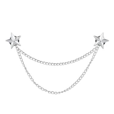Imagem de Corrente pendurada broche de lapela para homens, ternos, borla, colar, correntes para camisas, distintivo, broche de estrela, alfinetes para mulheres, homens, presentes de aniversário de casamento