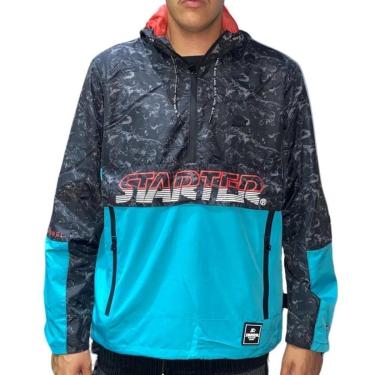 Imagem de Jaqueta Corta Vento Starter Windbreaker T532A Preto/Azul-Masculino