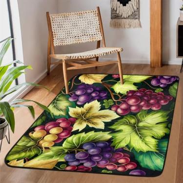 Imagem de Tapete antiderrapante para sala de estar, sala de estar, lavável na máquina, roxo, uvas, tapete antiderrapante, tapete macio para sala de estar, quarto, sala de jantar, berçário, cozinha, decoração de