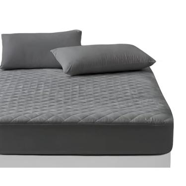Imagem de Protetor Impermeável Matelado Para Colchão Premium Antialérgico Antiácaro Diversos Tamanhos(Cinza,King - 2,03x1,93x40cm)