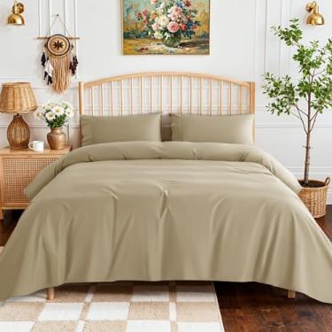 Imagem de SONORO KATE Lençóis de cama 100% algodão egípcio - 800 fios, lençóis de cama de cetim de hotel 5 estrelas, resfriamento, macio e respirável, cabe em bolsos profundos de 40 cm - 4 peças (linho, King)