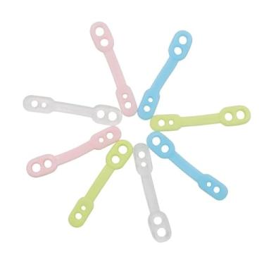 Imagem de 100 peças escorredor de roupas gancho à prova de vento antiderrapante fivela fixa tira de silicone (colorido)