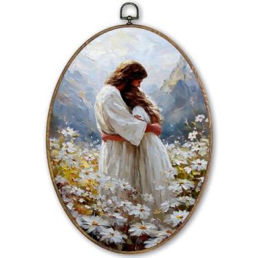 Imagem de 837-JrTYGh-jesus-woman Casa e cozinha, arte de parede, pôsteres e impressões, decoração de arte de parede oval emoldurada