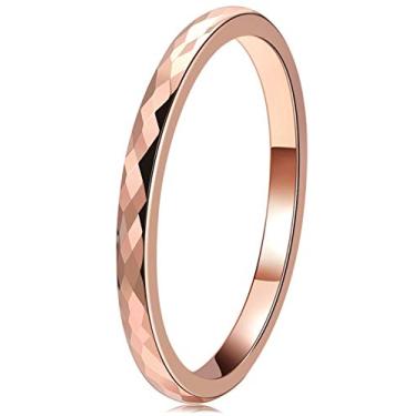 Imagem de Anéis de casamento de tungstênio multifacetado com três chaves, 2 mm, 4 mm, 6 mm, ouro rosa, alianças para homens e mulheres