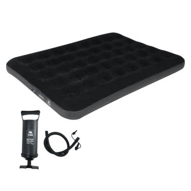 Imagem de Colchão Inflável Casal Deluxe Comfort Bel Preto e Bomba de Ar Manual Portátil Casa Viagem Camping 191x137x22 cm 300kg