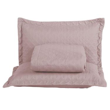 Imagem de Kit Cobre Leito Colcha Casa Scarpa Atualle Casal Padrão Dupla Face Microfibra 3 Peças - Rosê