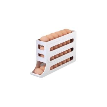 Imagem de Organizador de Ovos para Geladeira, Plástico, 18 Unidades, 29,5x6,5x18,5 cm, Branco e Bege Sortido, 250g